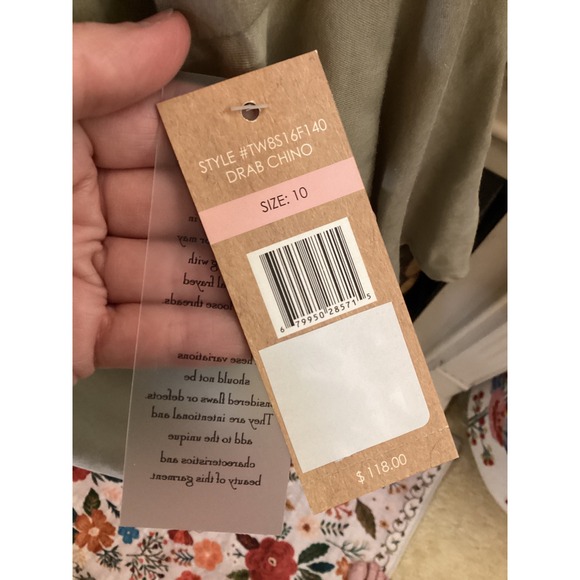 HOPE & HARLOW Women's Dress Size 10 Drab Chino V Neck Ruffle Bell Sleeve - Picture 4 of 6